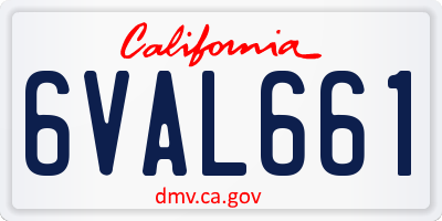 CA license plate 6VAL661
