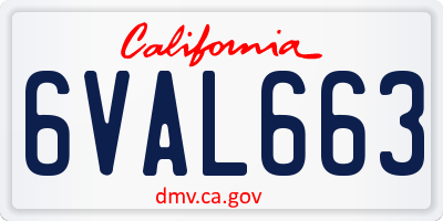 CA license plate 6VAL663