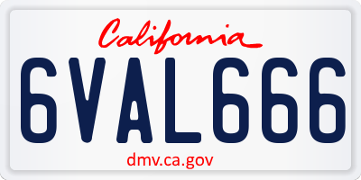 CA license plate 6VAL666
