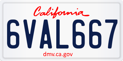 CA license plate 6VAL667
