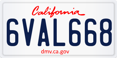 CA license plate 6VAL668