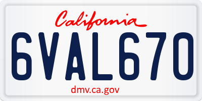 CA license plate 6VAL670