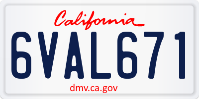 CA license plate 6VAL671