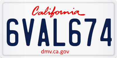 CA license plate 6VAL674