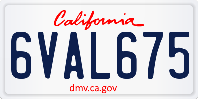 CA license plate 6VAL675