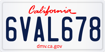 CA license plate 6VAL678