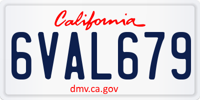 CA license plate 6VAL679