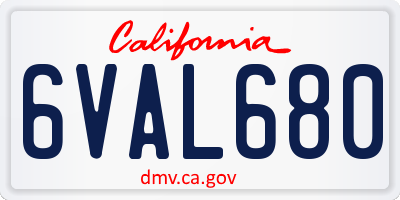 CA license plate 6VAL680