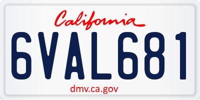 CA license plate 6VAL681