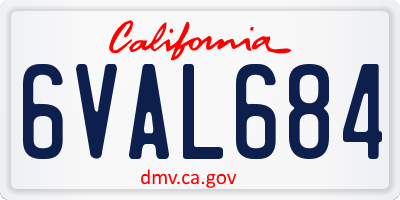CA license plate 6VAL684
