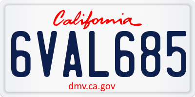 CA license plate 6VAL685
