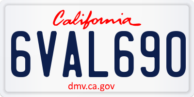 CA license plate 6VAL690