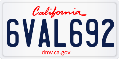 CA license plate 6VAL692