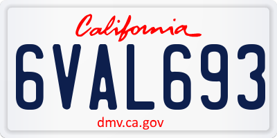 CA license plate 6VAL693