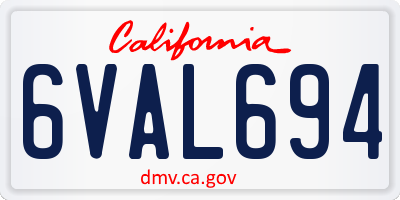 CA license plate 6VAL694
