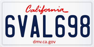 CA license plate 6VAL698