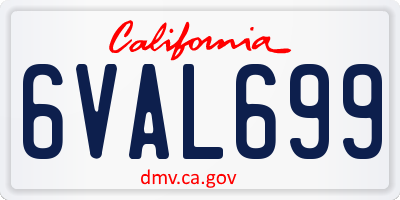 CA license plate 6VAL699