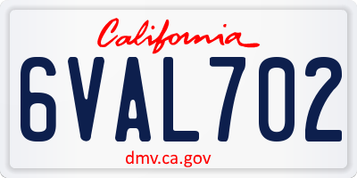 CA license plate 6VAL702