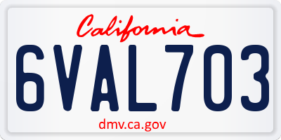 CA license plate 6VAL703