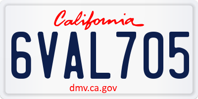 CA license plate 6VAL705