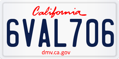 CA license plate 6VAL706