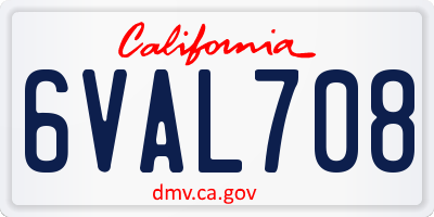CA license plate 6VAL708