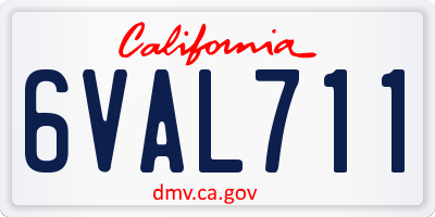 CA license plate 6VAL711