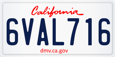 CA license plate 6VAL716