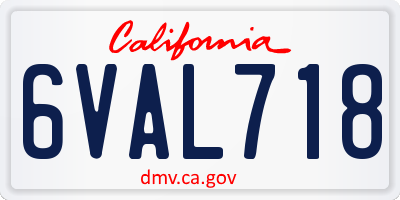 CA license plate 6VAL718