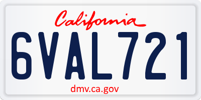 CA license plate 6VAL721