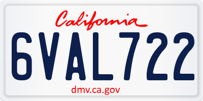 CA license plate 6VAL722