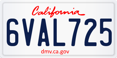 CA license plate 6VAL725
