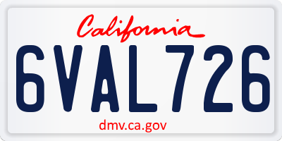 CA license plate 6VAL726