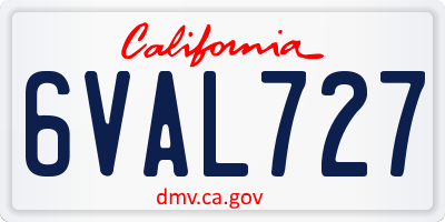 CA license plate 6VAL727