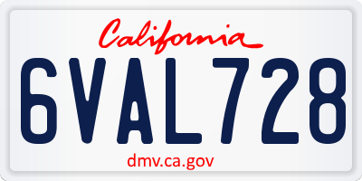 CA license plate 6VAL728