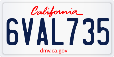 CA license plate 6VAL735