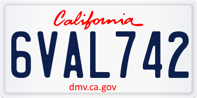 CA license plate 6VAL742