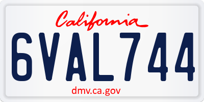 CA license plate 6VAL744