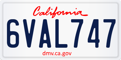 CA license plate 6VAL747