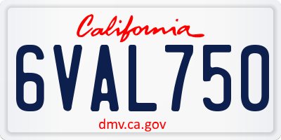 CA license plate 6VAL750