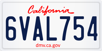 CA license plate 6VAL754