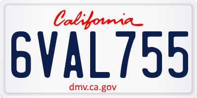 CA license plate 6VAL755