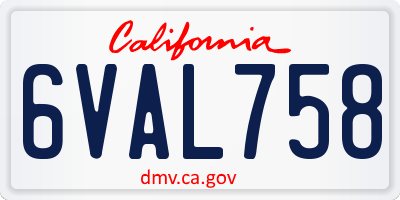 CA license plate 6VAL758