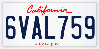 CA license plate 6VAL759