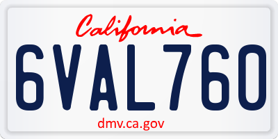 CA license plate 6VAL760