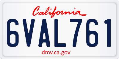 CA license plate 6VAL761