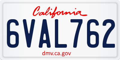 CA license plate 6VAL762