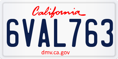 CA license plate 6VAL763