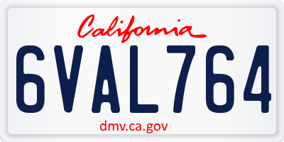 CA license plate 6VAL764