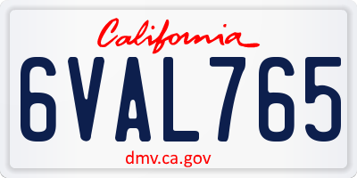 CA license plate 6VAL765